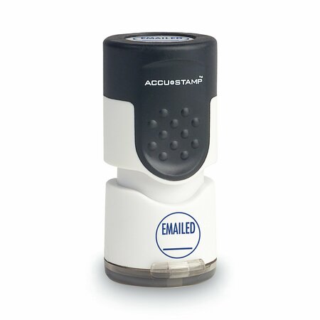 ACCU-STAMP Pre-Inked Round Stamp, EMAILED, 5/8" dia, Blue 035655
